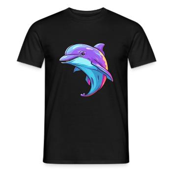 Delfin buntes Aquarell Cartoon Kawaii Tier - Männer T-Shirt - Schwarz - Vorne - AI Model Male 178 light (178cm)