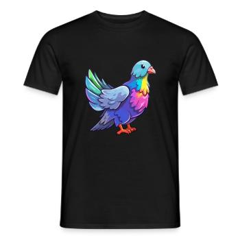 Dove Colorful Watercolor Cartoon Kawaii Animal - Men's T-Shirt - black - Front - AI Model Male 178 light (178cm)