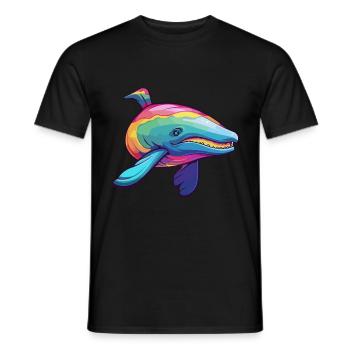 Baleine Aquarelle Colorée Dessin Animé Kawaii Animal - T-shirt homme - noir - Devant - AI Model Male 178 light (178cm)