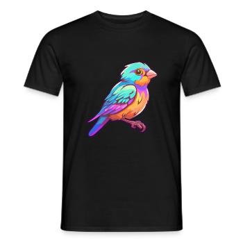 Sparrow Colorful Watercolor Cartoon Kawaii Animal - Men's T-Shirt - black - Front - AI Model Male 178 light (178cm)