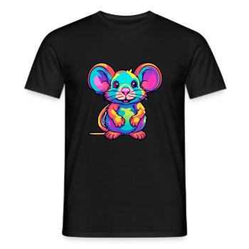 Rat Colorful Watercolor Cartoon Kawaii Animal - Men's T-Shirt - black - Front - AI Model Male 178 light (178cm)