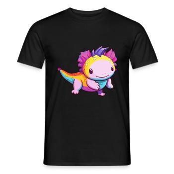 Axolotl Aquarelle Colorée Dessin Animé Kawaii Animal - T-shirt homme - noir - Devant - AI Model Male 178 light (178cm)