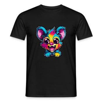 Aye Aye Bunte Aquarell-Karikatur Kawaii-Tier - Männer T-Shirt - Schwarz - Vorne - AI Model Male 178 light (178cm)