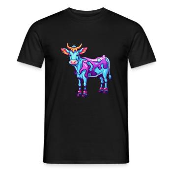 Vache Aquarelle Colorée Dessin Animé Kawaii Animal - T-shirt homme - noir - Devant - AI Model Male 178 light (178cm)