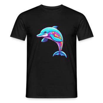 Delfin buntes Aquarell Cartoon Kawaii Tier - Männer T-Shirt - Schwarz - Vorne - AI Model Male 178 light (178cm)