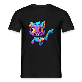 Poisson-chat coloré aquarelle dessin animé kawaii animal - T-shirt homme - noir - Devant - AI Model Male 178 light (178cm)