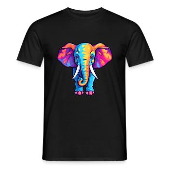 Elephant Colorful Watercolor Cartoon Kawaii Animal - Men's T-Shirt - black - Front - AI Model Male 178 light (178cm)