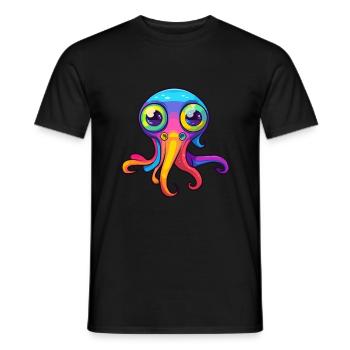 Squid Colorful Watercolor Cartoon Kawaii Animal - Men's T-Shirt - black - Front - AI Model Male 178 light (178cm)