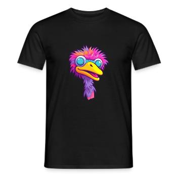 Strauß buntes Aquarell Cartoon Kawaii Tier - Männer T-Shirt - Schwarz - Vorne - AI Model Male 178 light (178cm)