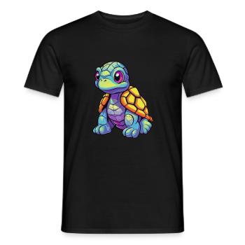 Turtle Colorful Watercolor Cartoon Kawaii Animal - Men's T-Shirt - black - Front - AI Model Male 178 light (178cm)