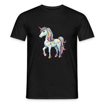 Unicorn Colorful Watercolor Cartoon Kawaii Animal - Men's T-Shirt - black - Front - AI Model Male 178 light (178cm)