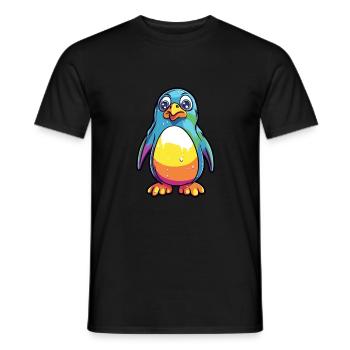 Penguin Colorful Watercolor Cartoon Kawaii Animal - Men's T-Shirt - black - Front - AI Model Male 178 light (178cm)
