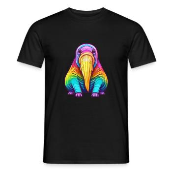 Walrus Colorful Watercolor Cartoon Kawaii Animal - Men's T-Shirt - black - Front - AI Model Male 178 light (178cm)