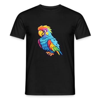 Parrot Colorful Watercolor Cartoon Kawaii Animal - Men's T-Shirt - black - Front - AI Model Male 178 light (178cm)