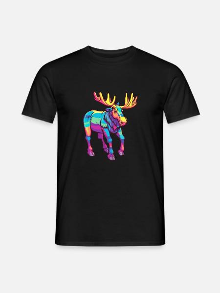 Eland Kleurrijke Aquarel Cartoon Kawaii Dier - Mænd T-shirt - sort