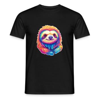 Paresseux coloré aquarelle dessin animé kawaii Animal - T-shirt homme - noir - Devant - AI Model Male 178 light (178cm)