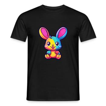 Rabbit Colorful Watercolor Cartoon Kawaii Animal - Men's T-Shirt - black - Front - AI Model Male 178 light (178cm)