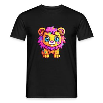 Lion Colorful Watercolor Cartoon Kawaii Animal - Men's T-Shirt - black - Front - AI Model Male 178 light (178cm)