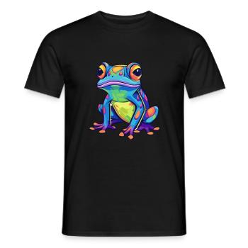 Frosch buntes Aquarell Cartoon Kawaii Tier - Männer T-Shirt - Schwarz - Vorne - AI Model Male 178 light (178cm)