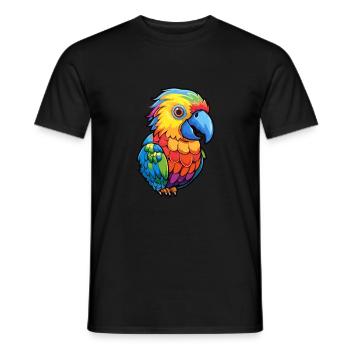 Parrot Colorful Watercolor Cartoon Kawaii Animal - Men's T-Shirt - black - Front - AI Model Male 178 light (178cm)