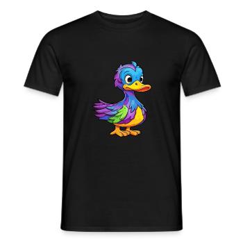 Duck Colorful Watercolor Cartoon Kawaii Animal - Men's T-Shirt - black - Front - AI Model Male 178 light (178cm)