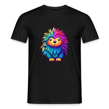 Stachelschwein Bunte Aquarell-Karikatur Kawaii Anima - Männer T-Shirt - Schwarz - Vorne - AI Model Male 178 light (178cm)
