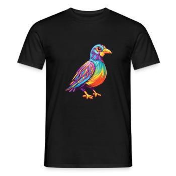 Perdrix Aquarelle Colorée Dessin Animé Kawaii Anima - T-shirt homme - noir - Devant - AI Model Male 178 light (178cm)
