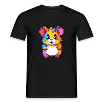 Hamster Buntes Aquarell Cartoon Kawaii Tier - Männer T-Shirt - Schwarz - Vorne - AI Model Male 178 light (178cm)