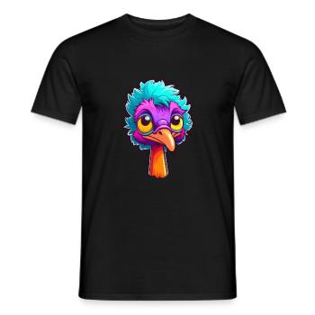 Emu Colorful Watercolor Cartoon Kawaii Animal - Men's T-Shirt - black - Front - AI Model Male 178 light (178cm)
