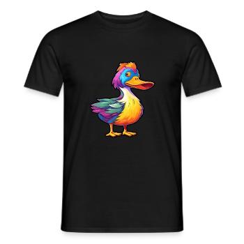 Duck Colorful Watercolor Cartoon Kawaii Animal - Men's T-Shirt - black - Front - AI Model Male 178 light (178cm)