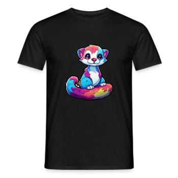 Ferret Colorful Watercolor Cartoon Kawaii Animal - Men's T-Shirt - black - Front - AI Model Male 178 light (178cm)
