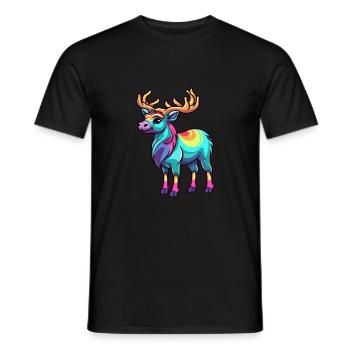 Caribou Colorful Watercolor Cartoon Kawaii Animal - Men's T-Shirt - black - Front - AI Model Male 178 light (178cm)