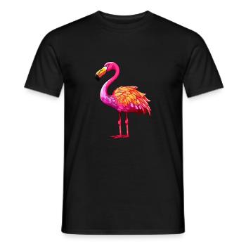 Flamingo Colorful Watercolor Cartoon Kawaii Animal - Men's T-Shirt - black - Front - AI Model Male 178 light (178cm)