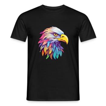 Eagle Colorful Watercolor Cartoon Kawaii Animal - Men's T-Shirt - black - Front - AI Model Male 178 light (178cm)