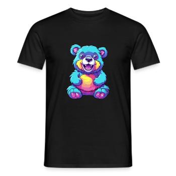Bär buntes Aquarell Cartoon Kawaii Tier - Männer T-Shirt - Schwarz - Vorne - AI Model Male 178 light (178cm)