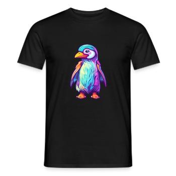 Penguin Colorful Watercolor Cartoon Kawaii Animal - Men's T-Shirt - black - Front - AI Model Male 178 light (178cm)