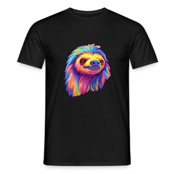 Paresseux coloré aquarelle dessin animé kawaii Animal - T-shirt homme - noir - Devant - AI Model Male 178 light (178cm)
