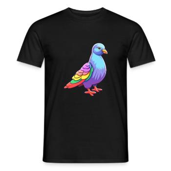 Taube buntes Aquarell Cartoon Kawaii Tier - Männer T-Shirt - Schwarz - Vorne - AI Model Male 178 light (178cm)