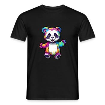Panda Colorful Watercolor Cartoon Kawaii Animal - Men's T-Shirt - black - Front - AI Model Male 178 light (178cm)