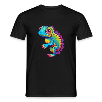 Chamäleon Bunte Aquarell-Karikatur Kawaii Anima - Männer T-Shirt - Schwarz - Vorne - AI Model Male 178 light (178cm)