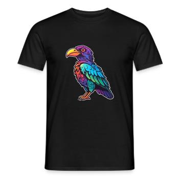 Crow Colorful Watercolor Cartoon Kawaii Animal - Men's T-Shirt - black - Front - AI Model Male 178 light (178cm)
