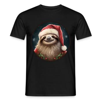 Sloths Christmas - Men's T-Shirt - black - Front - AI Model Male 178 light (178cm)