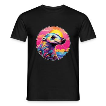 Anteater Colorful Watercolor Cartoon Kawaii Animal - Men's T-Shirt - black - Front - AI Model Male 178 light (178cm)