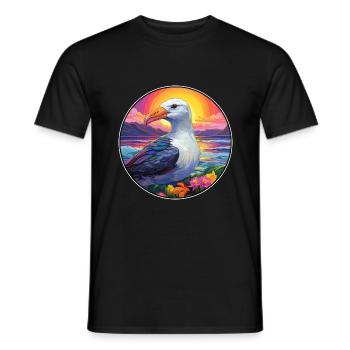 Albatross Colorful Watercolor Cartoon Kawaii Pet - Men's T-Shirt - black - Front - AI Model Male 178 light (178cm)
