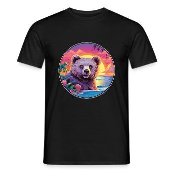 Bär buntes Aquarell Cartoon Kawaii Tier - Männer T-Shirt - Schwarz - Vorne - AI Model Male 178 light (178cm)