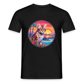 Rotluchs buntes Aquarell Karikatur Kawaii Tier - Männer T-Shirt - Schwarz - Vorne - AI Model Male 178 light (178cm)