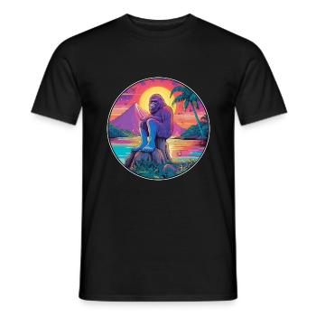 Big Foot Colorful Watercolor Cartoon Kawaii Animal - Men's T-Shirt - black - Front - AI Model Male 178 light (178cm)