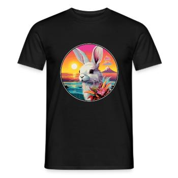 Hase buntes Aquarell Cartoon Kawaii Tier - Männer T-Shirt - Schwarz - Vorne - AI Model Male 178 light (178cm)