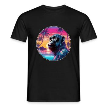 Bonobo Colorful Watercolor Cartoon Kawaii Animal - Men's T-Shirt - black - Front - AI Model Male 178 light (178cm)