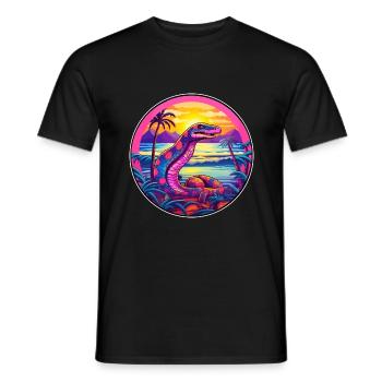 Schlange bunte Aquarell-Karikatur Kawaii-Tier - Männer T-Shirt - Schwarz - Vorne - AI Model Male 178 light (178cm)